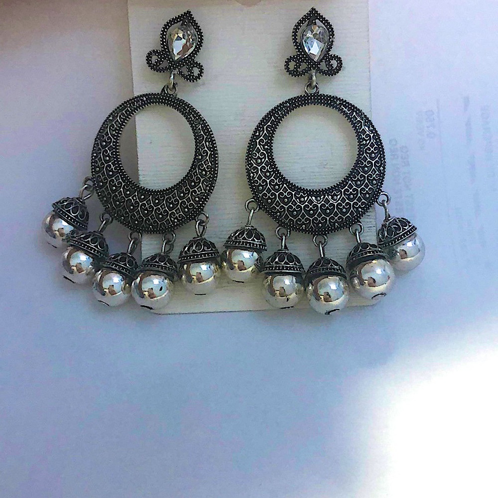 Vintage oxidized silver metal earrings
